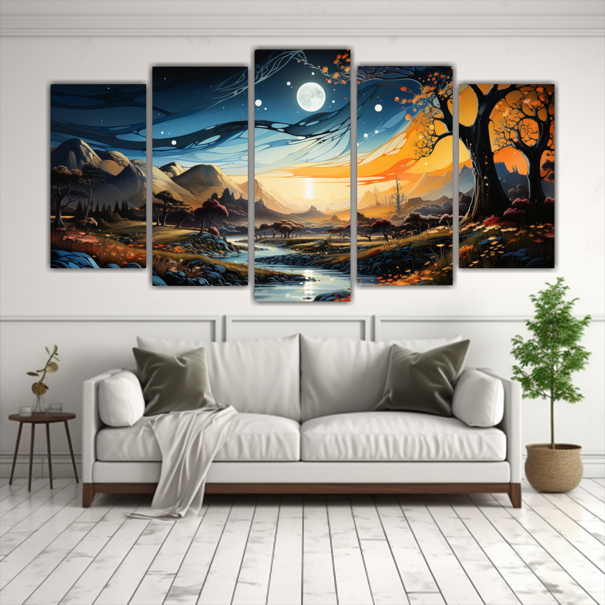 pintura-creativa-de-la-luna-en-las-monta-as-con-estilo-cultural-1