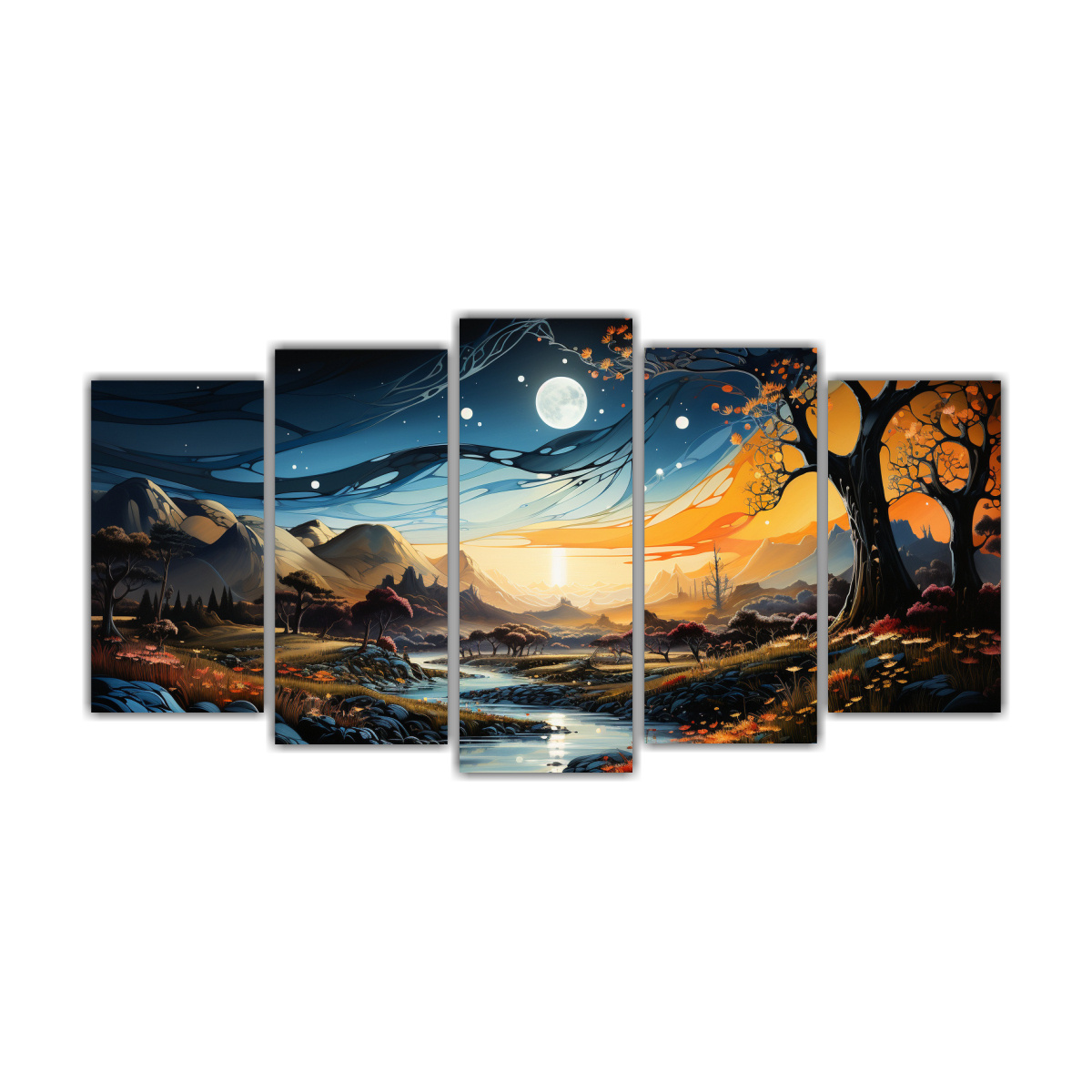 pintura-creativa-de-la-luna-en-las-monta-as-con-estilo-cultural