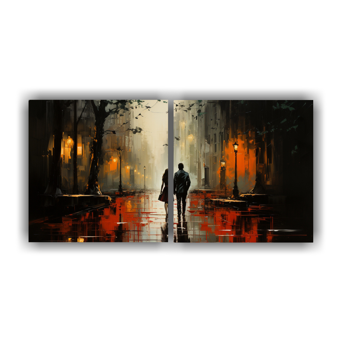 pintura-cuadro-equilibrio-visual-caminando-bajo-la-lluvia