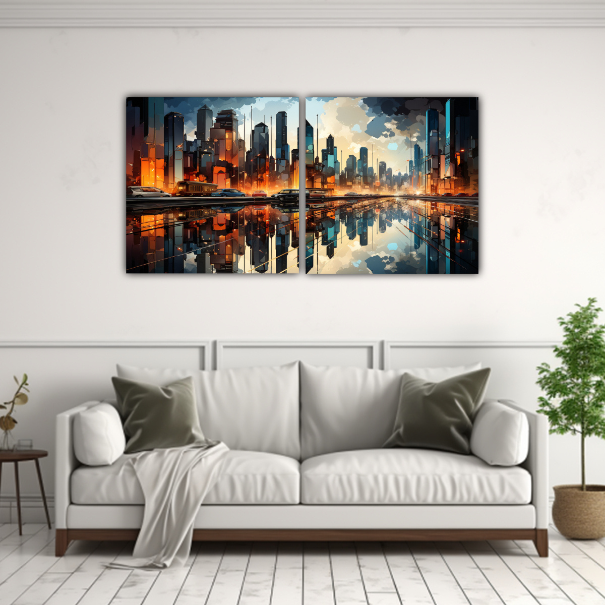 pintura-cubista-relieve-de-una-ciudad-fragmentada-con-dos-telas-1