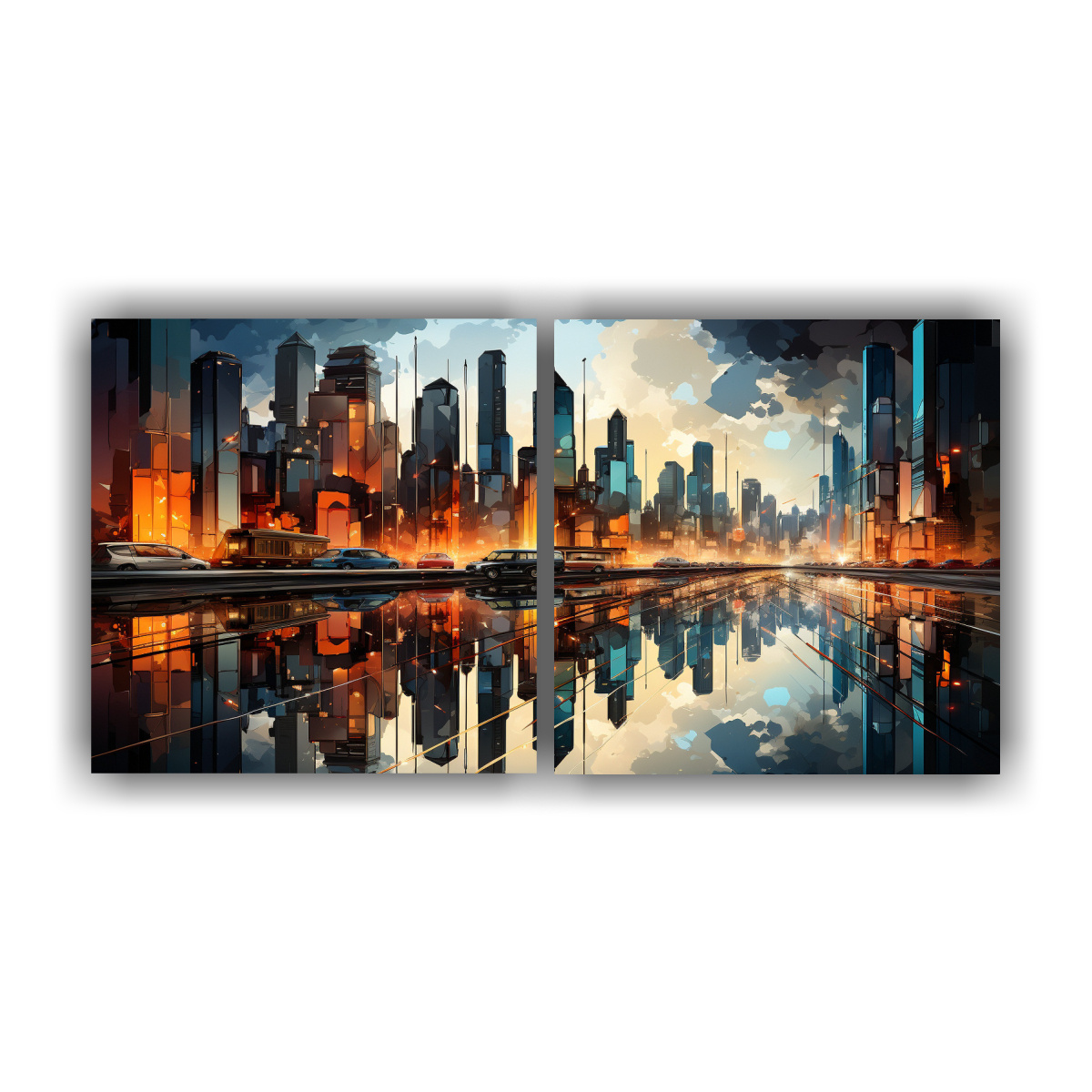 pintura-cubista-relieve-de-una-ciudad-fragmentada-con-dos-telas