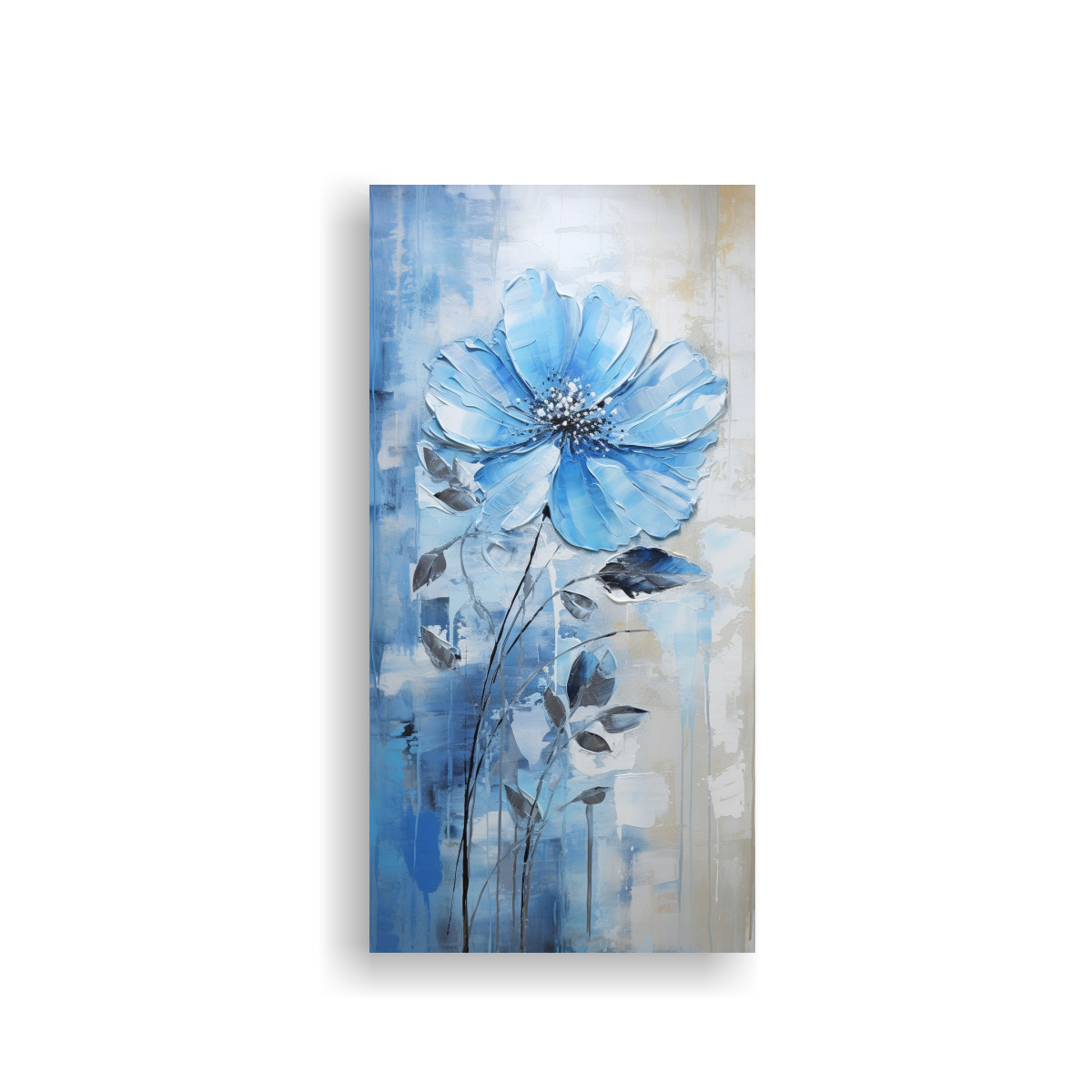 pintura-de-arte-de-pared-cuadro-cultural-con-una-flor-azul-en-lienzo