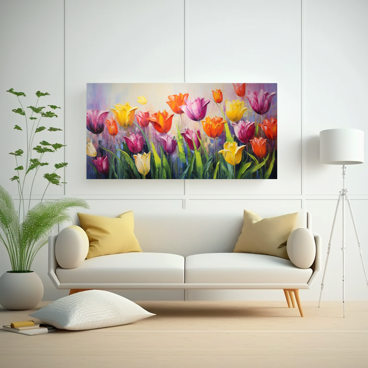 pintura-de-arte-de-pared-impreso-tulipanes-arco-ris-en-lienzo-1