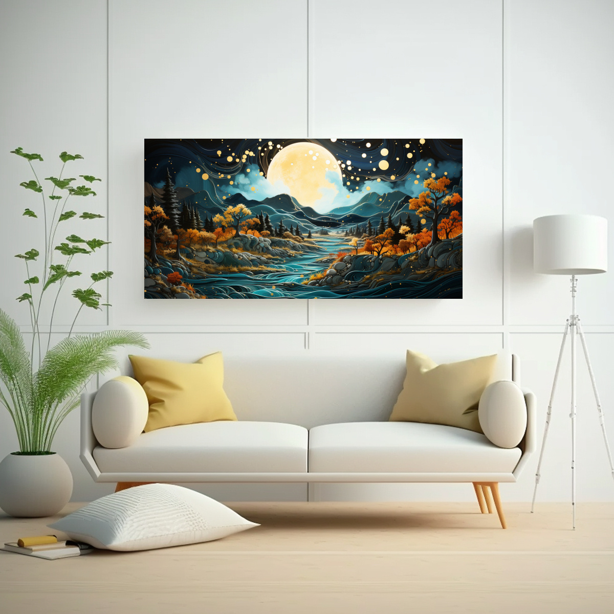 pintura-de-arte-fina-luna-cerca-de-monta-as-con-estrellas-1