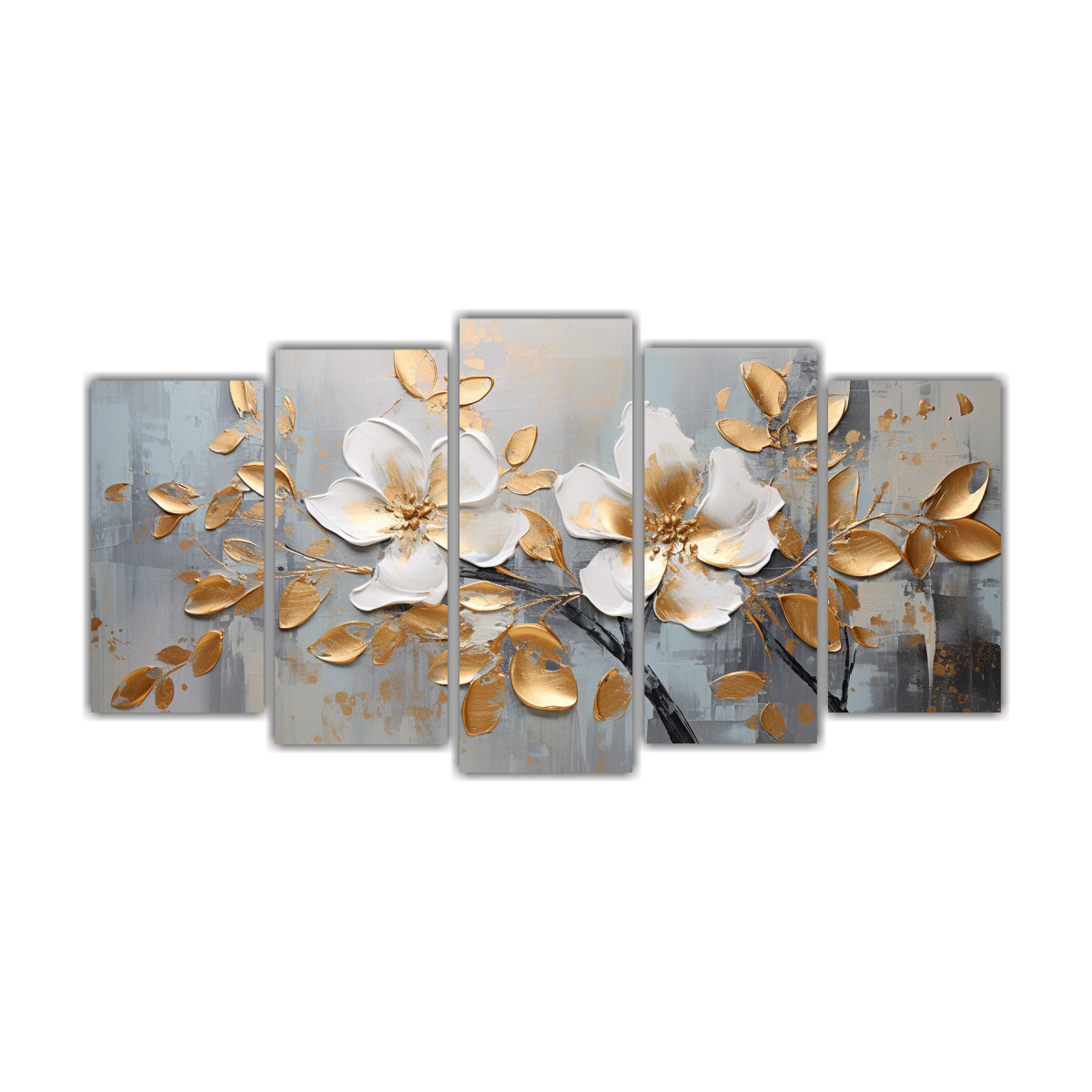 pintura-de-flores-en-bastidor-escenario-de-cinco-telas-hermoso