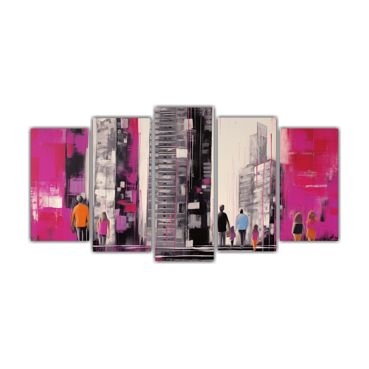 pintura-de-invierno-de-una-familia-buscando-un-edificio-alto