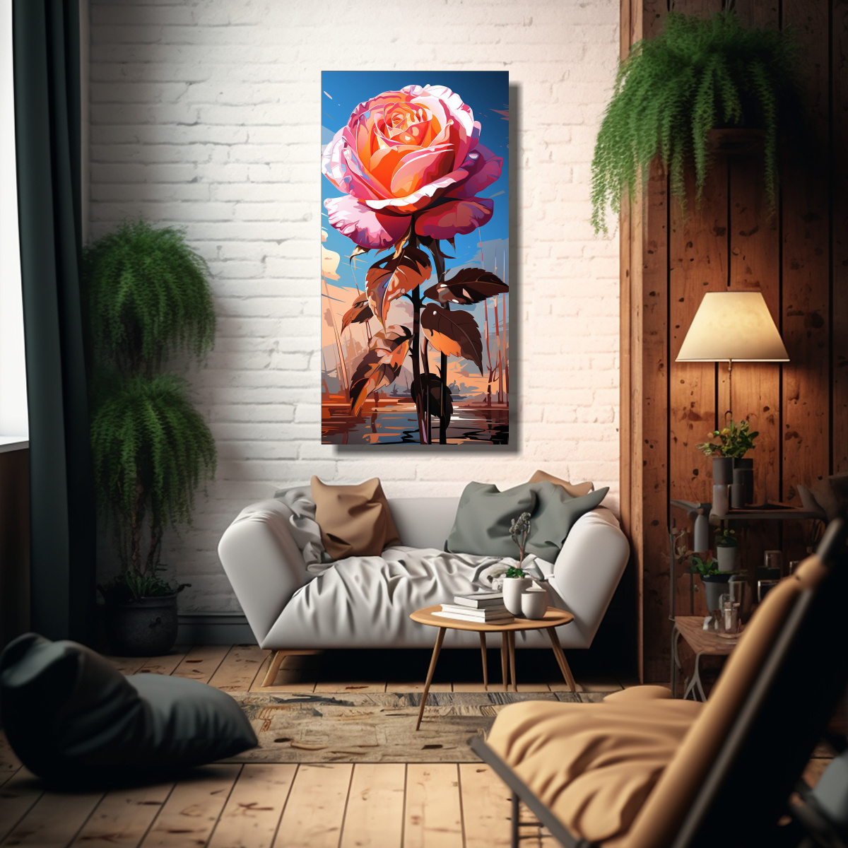 pintura-de-pared-con-detalles-intrincados-de-bot-n-de-rosa-pop-art-1