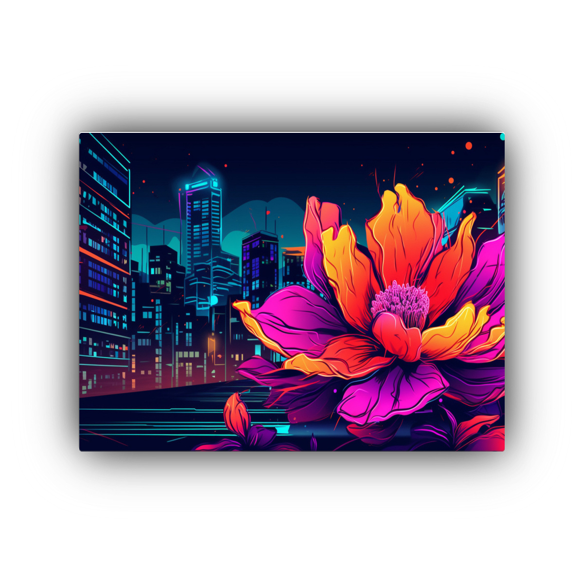 pintura-de-pared-creativa-flor-din-mica-en-un-lienzo-alegre