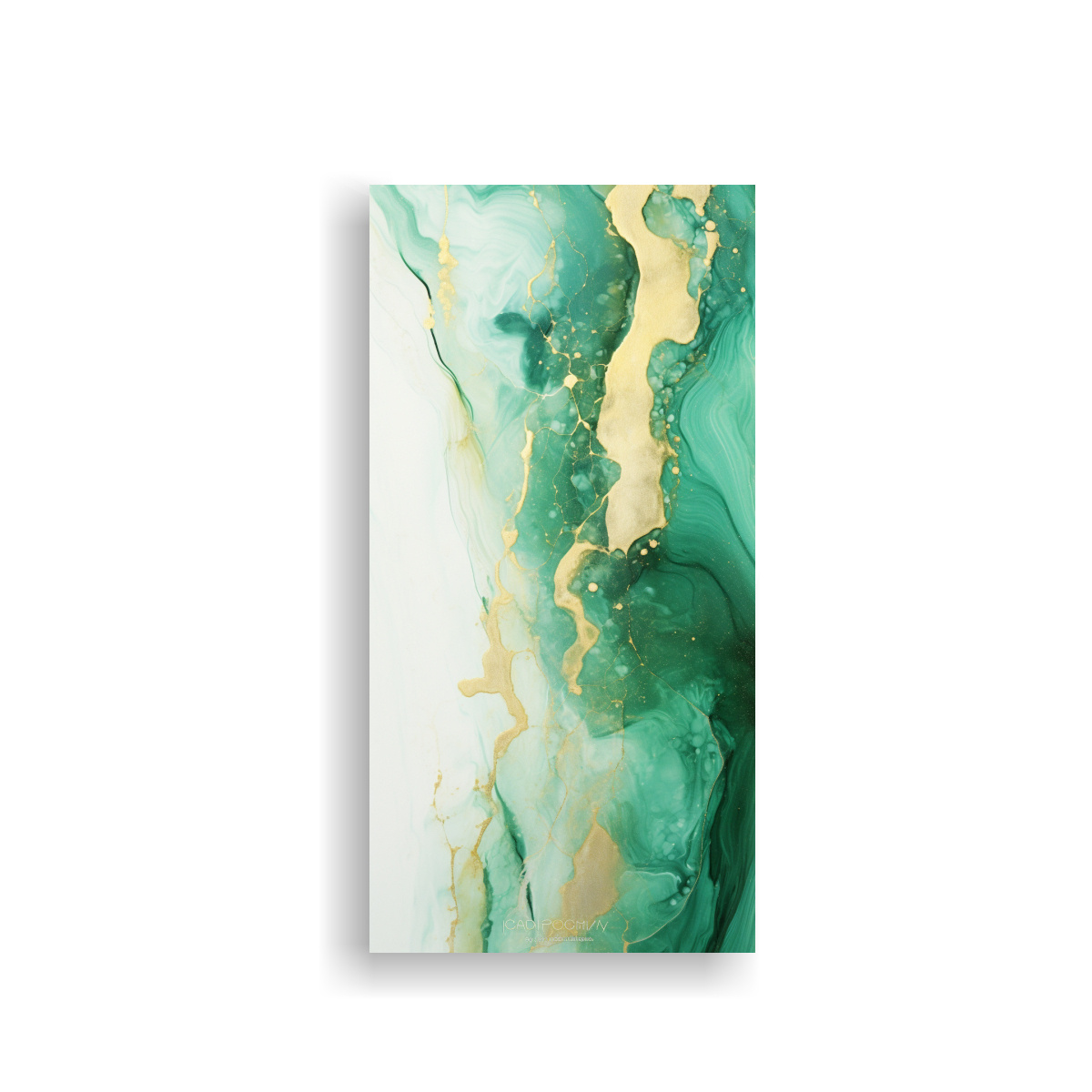 pintura-de-pared-en-esmeralda-blanco-y-oro-con-destellos-dorados