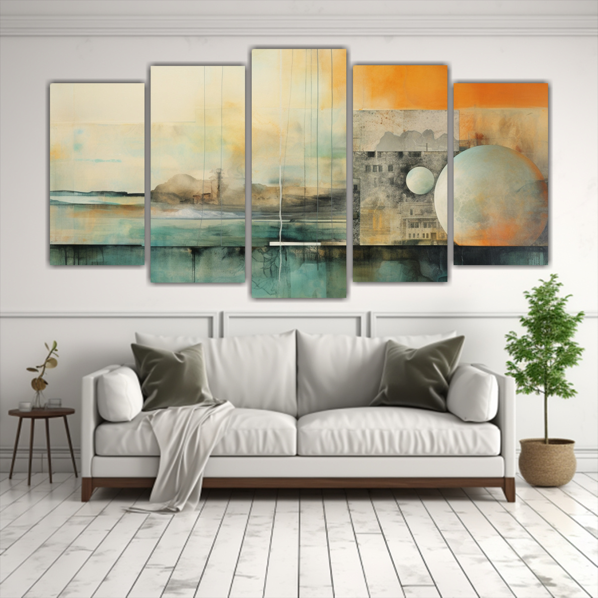 pintura-de-pared-fantas-a-naranja-turquesa-y-plata-1