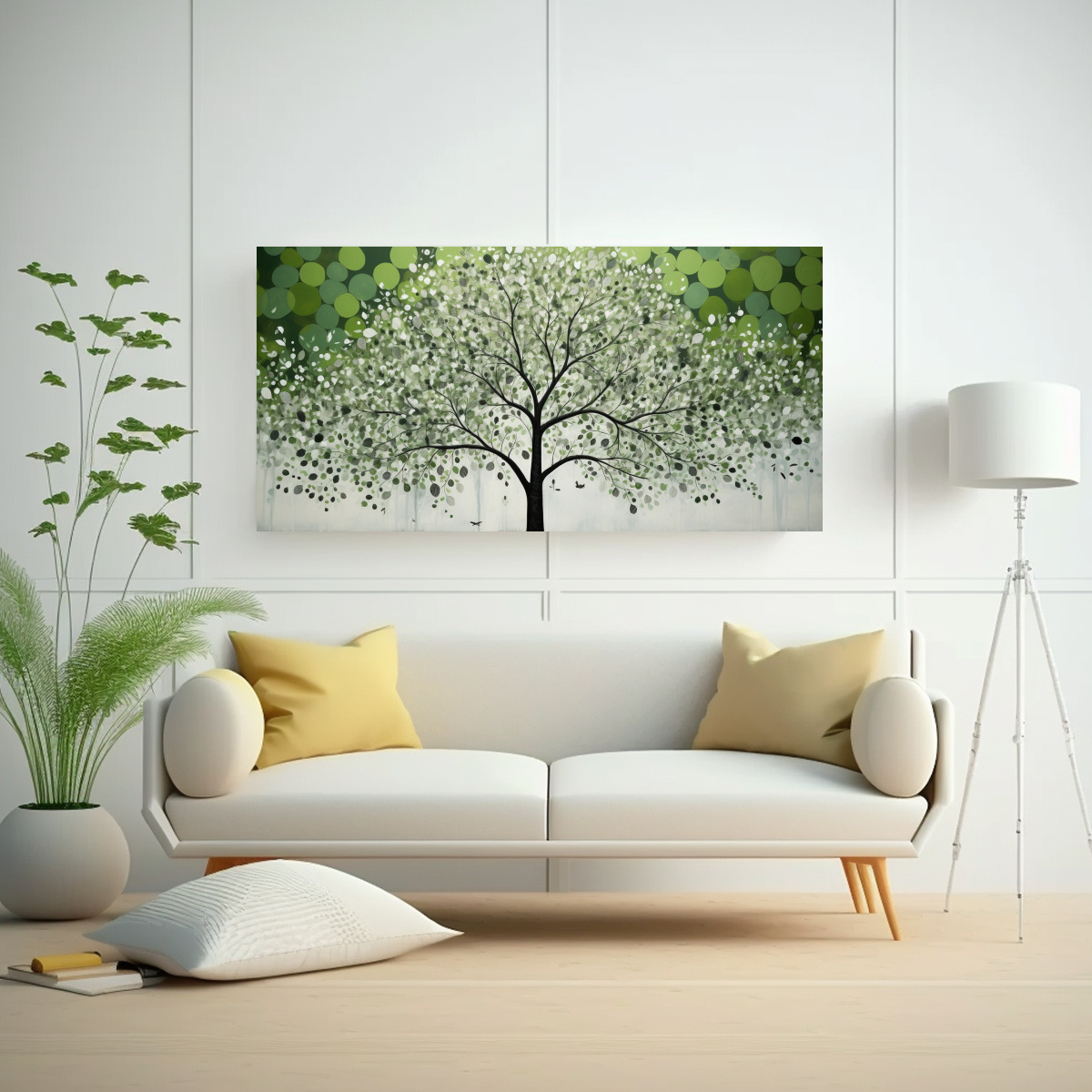 pintura-de-pared-imagen-obra-maestra-del-rbol-en-verde-y-plata-en-s-decoraciones-1