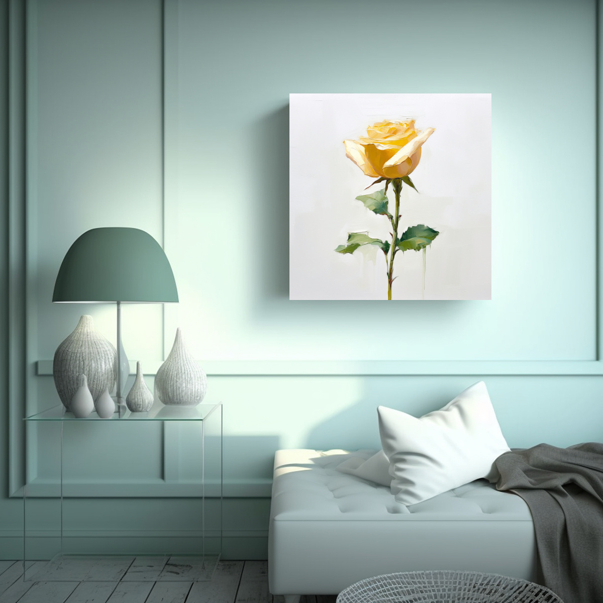 pintura-de-rosa-amarilla-nica-en-lienzo-para-comedor-elegante-1