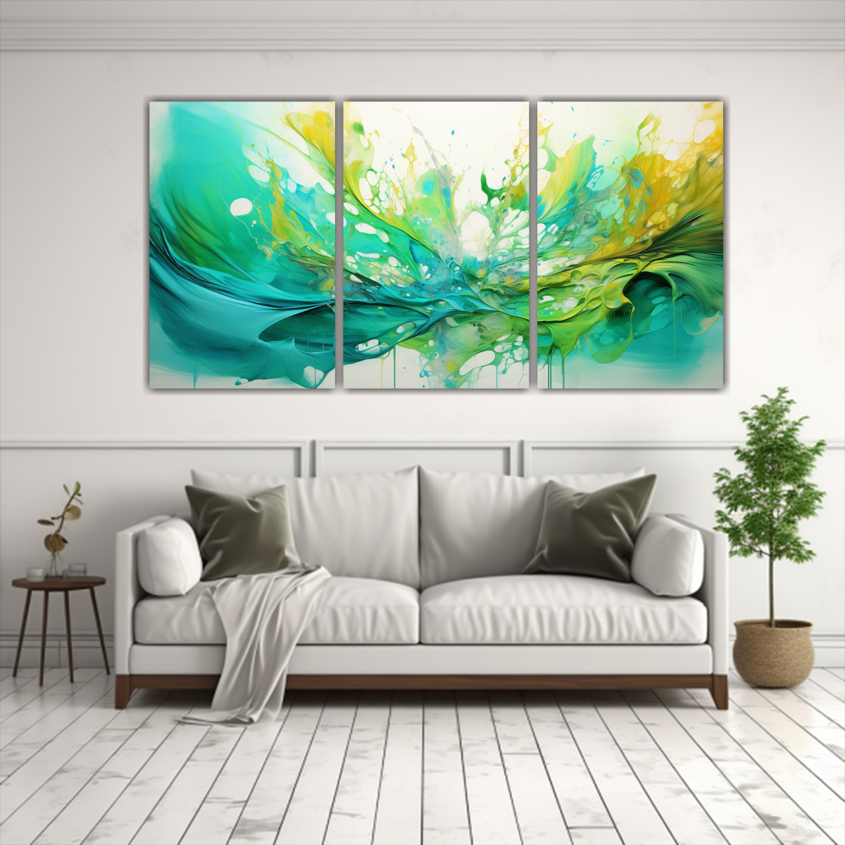pintura-de-tres-figuras-horizontales-en-verde-y-dorado-estilo-lienzo-1