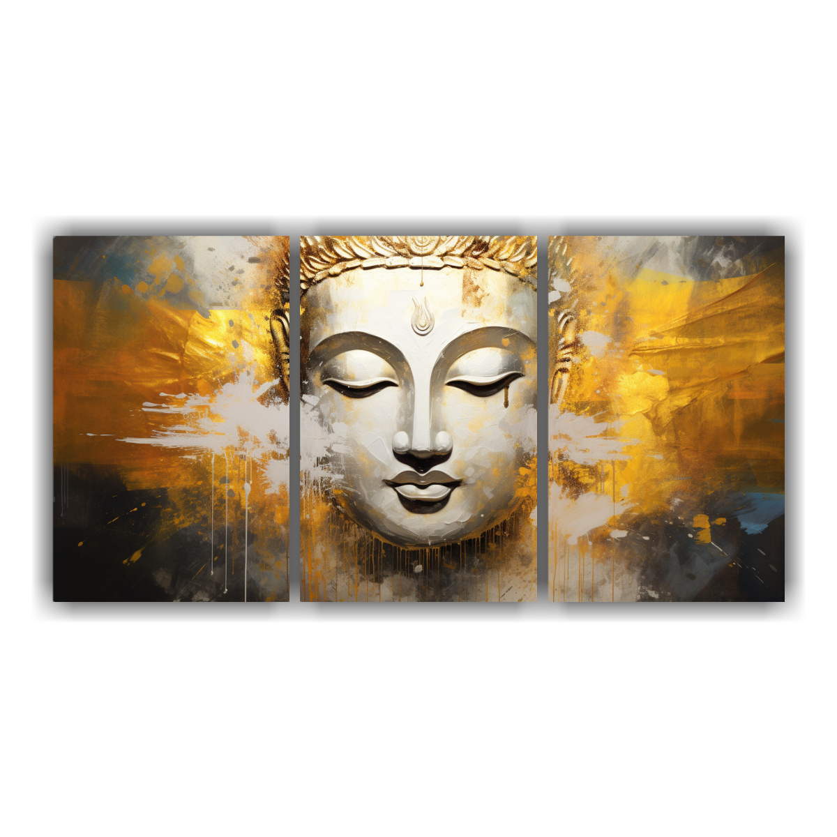 pintura-decorativa-abstracta-con-rostro-de-buda-en-tonos-dorados-y-blancos