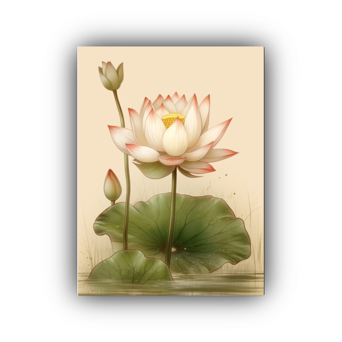 pintura-decorativa-canva-patron-intenso-con-motivo-de-loto-en-cuadro-de-papel-de-arroz-blanco