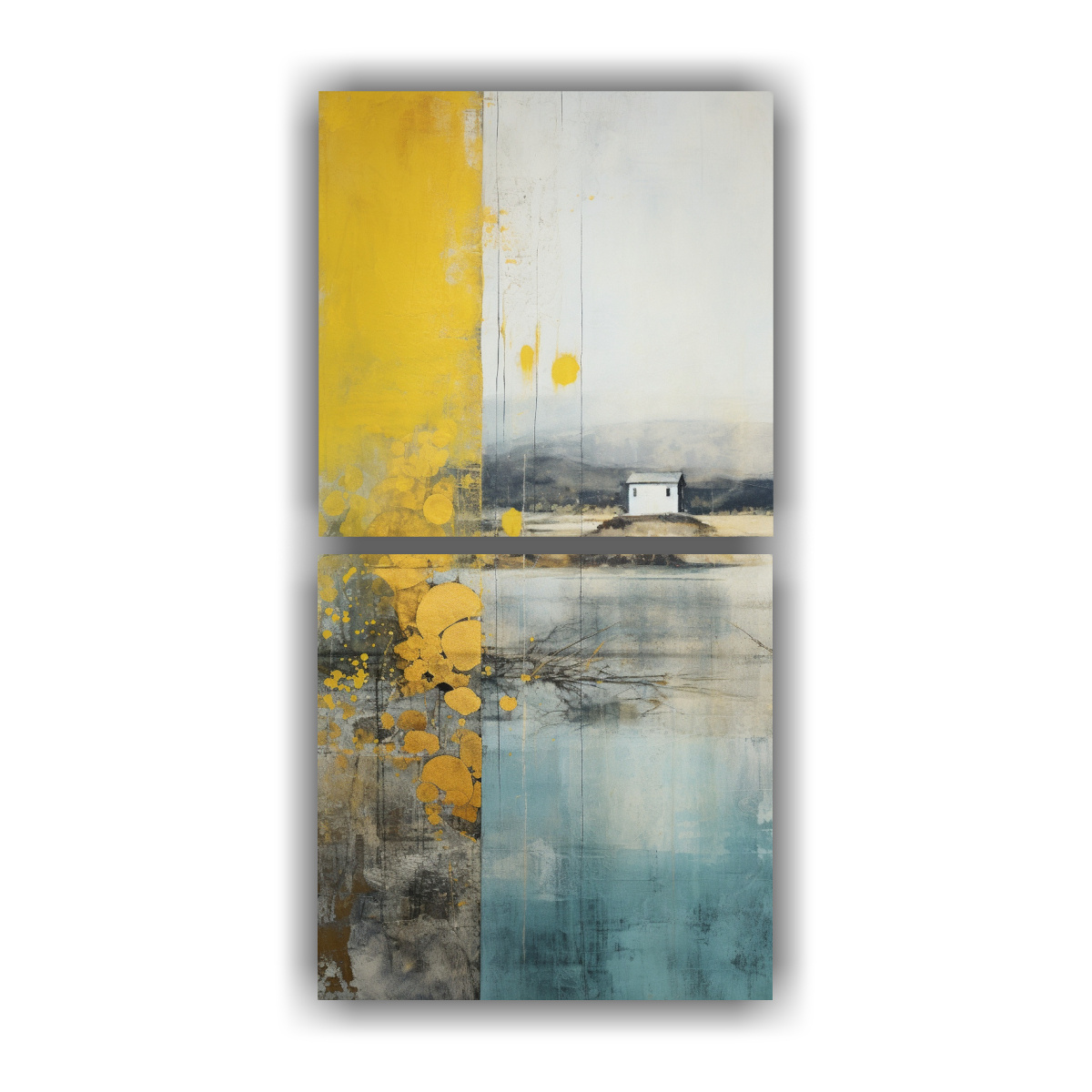 pintura-decorativa-con-agua-amarilla-verde-azulado-y-plateada-dos-composiciones-calidos-adorno