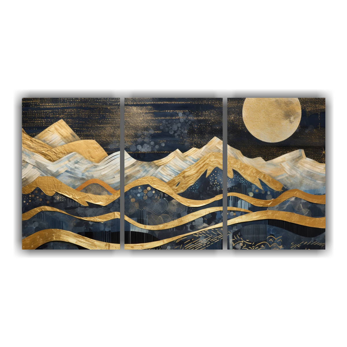 pintura-decorativa-con-luna-cerca-de-monta-as-en-set-3-artes-cuadro