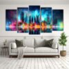 pintura-decorativa-de-ciudad-abstracta-en-luces-de-ne-n-en-bastidor-de-madera-1