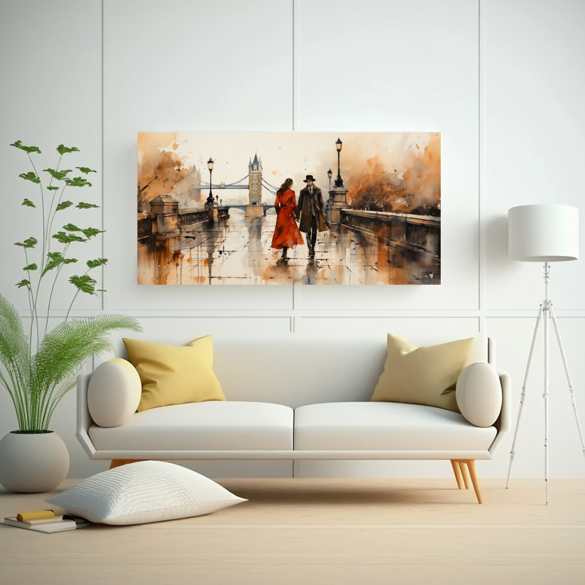 pintura-decorativa-de-escena-en-londres-pareja-caminando-en-el-puente-1-1