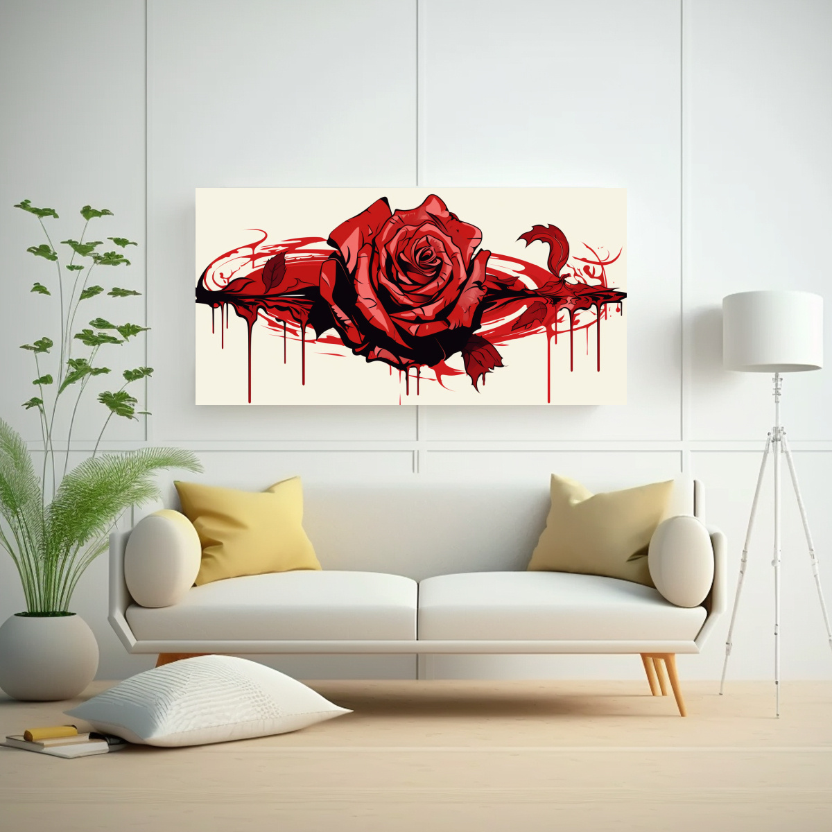 pintura-decorativa-de-lienzo-ilustrada-rosa-sangrando-sangre-roja-y-muriendo-1
