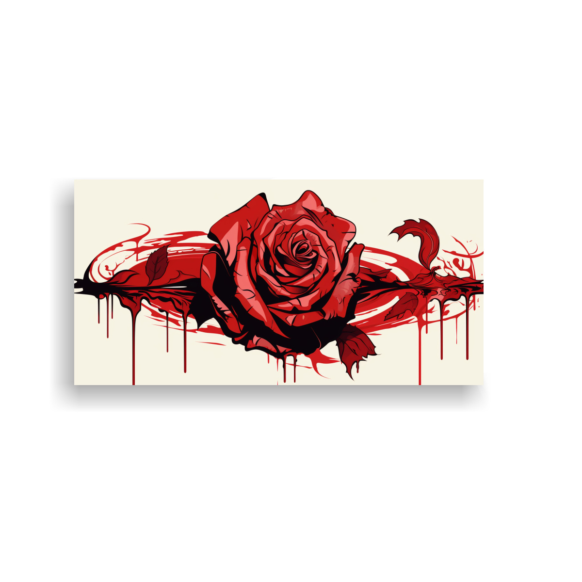 pintura-decorativa-de-lienzo-ilustrada-rosa-sangrando-sangre-roja-y-muriendo