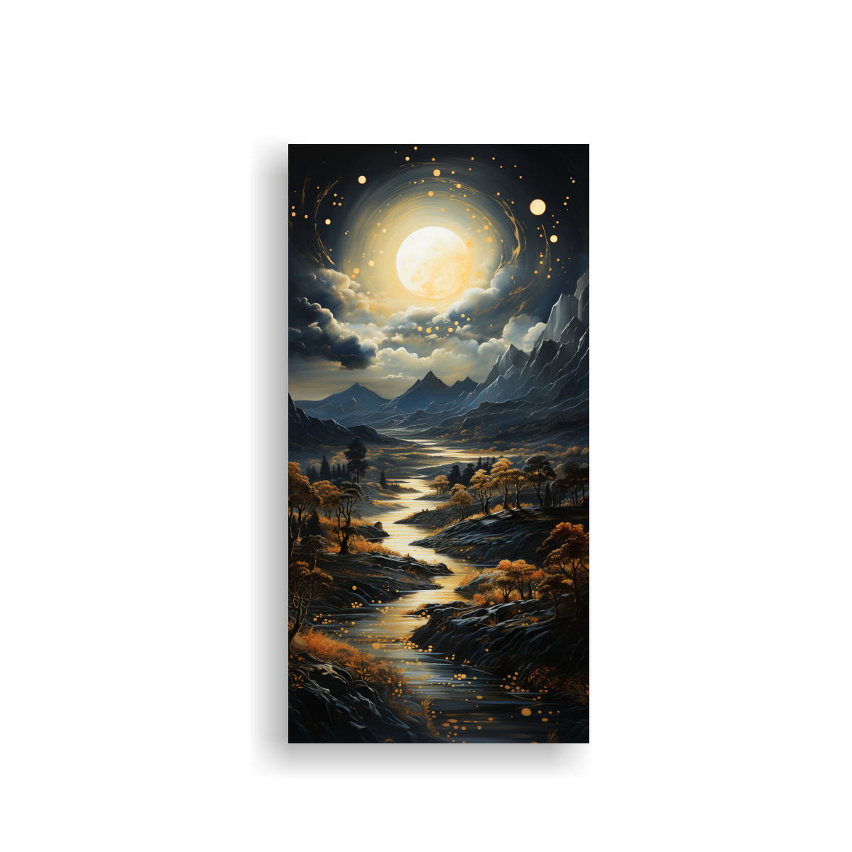 pintura-decorativa-de-monta-a-con-fases-de-la-luna-y-detallados-intrincados-en-oro