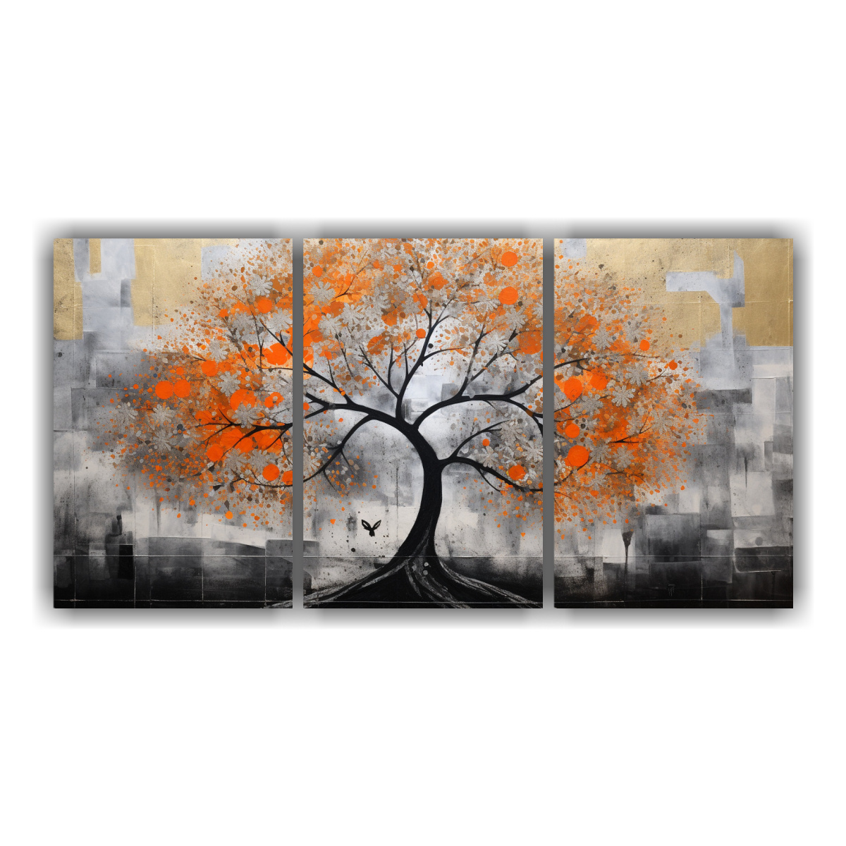 pintura-decorativa-de-rbol-inspirador-en-naranja-y-plata-