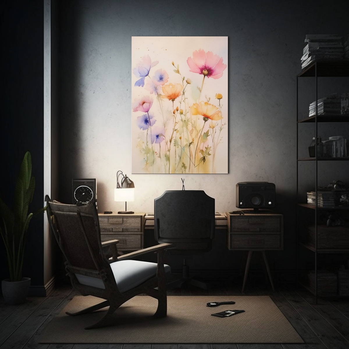 pintura-decorativa-de-simplicidad-conceptual-tela-en-bastidor-de-6-flores-silvestres-en-acuarela-hecha-a-mano-1