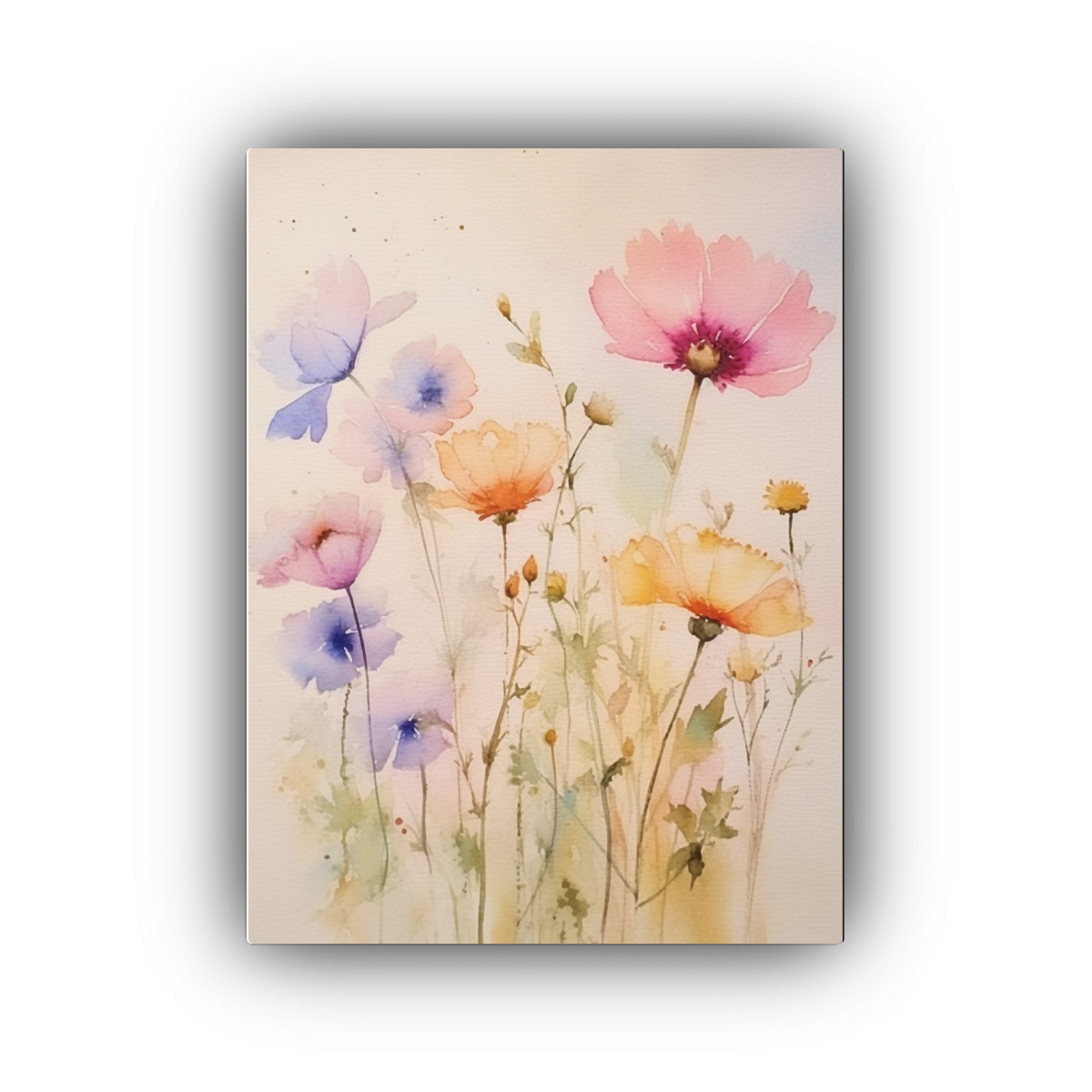 pintura-decorativa-de-simplicidad-conceptual-tela-en-bastidor-de-6-flores-silvestres-en-acuarela-hecha-a-mano