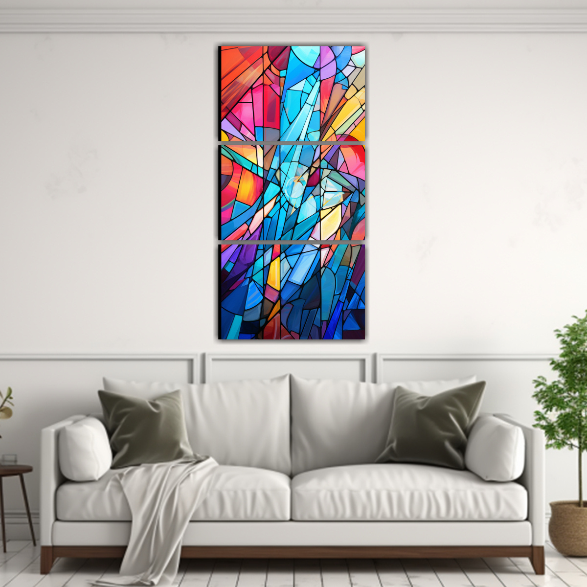 pintura-decorativa-de-tres-cuadros-tema-alegre-con-estilo-vitral-1