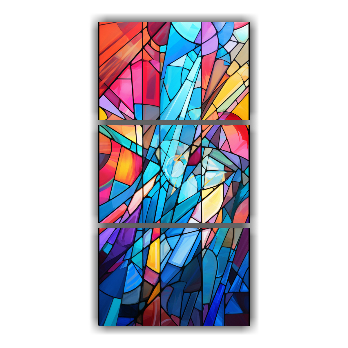 pintura-decorativa-de-tres-cuadros-tema-alegre-con-estilo-vitral
