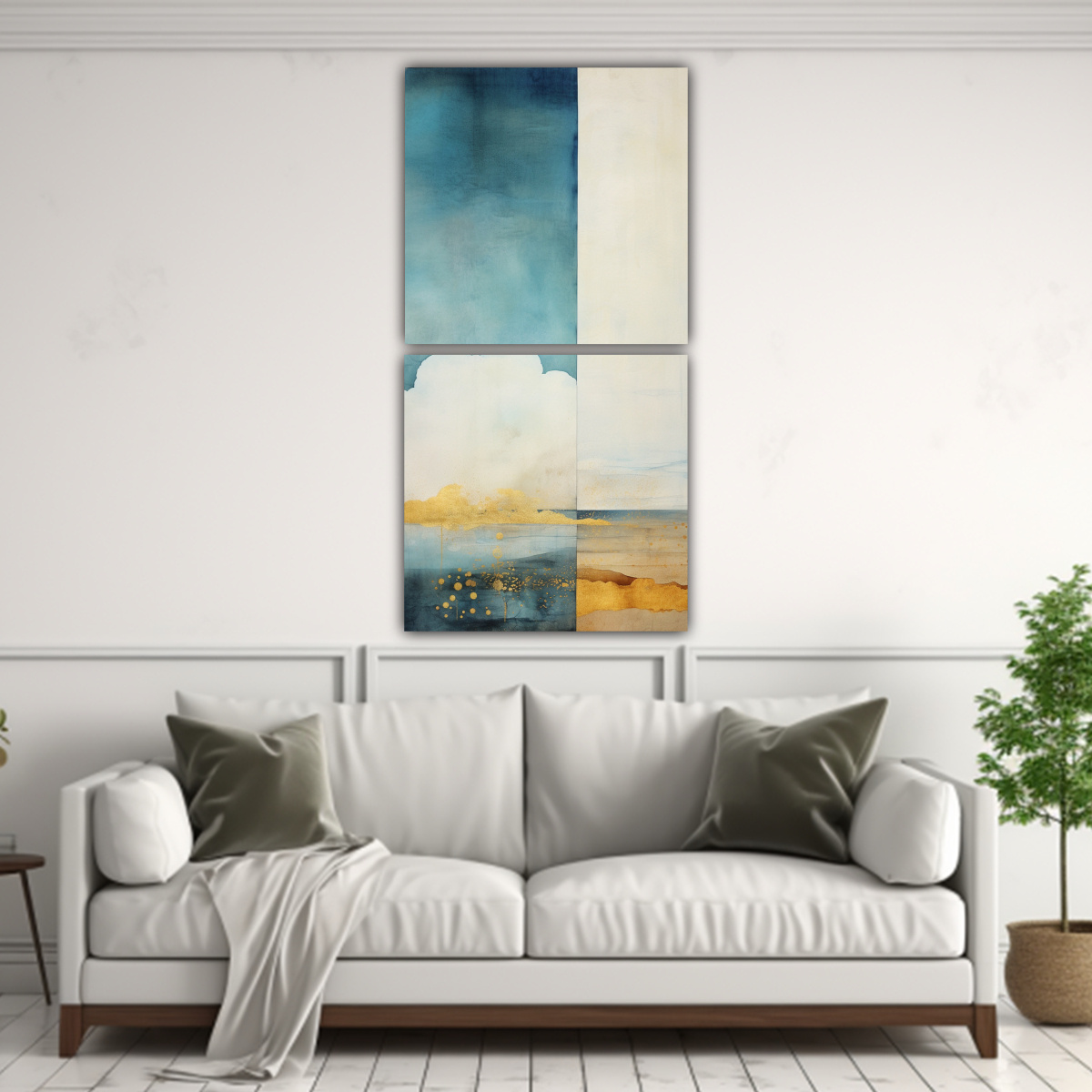 pintura-decorativa-dos-cuadros-perspectiva-vertical-en-acuarela-blanco-verde-azulado-y-dorado-1-1