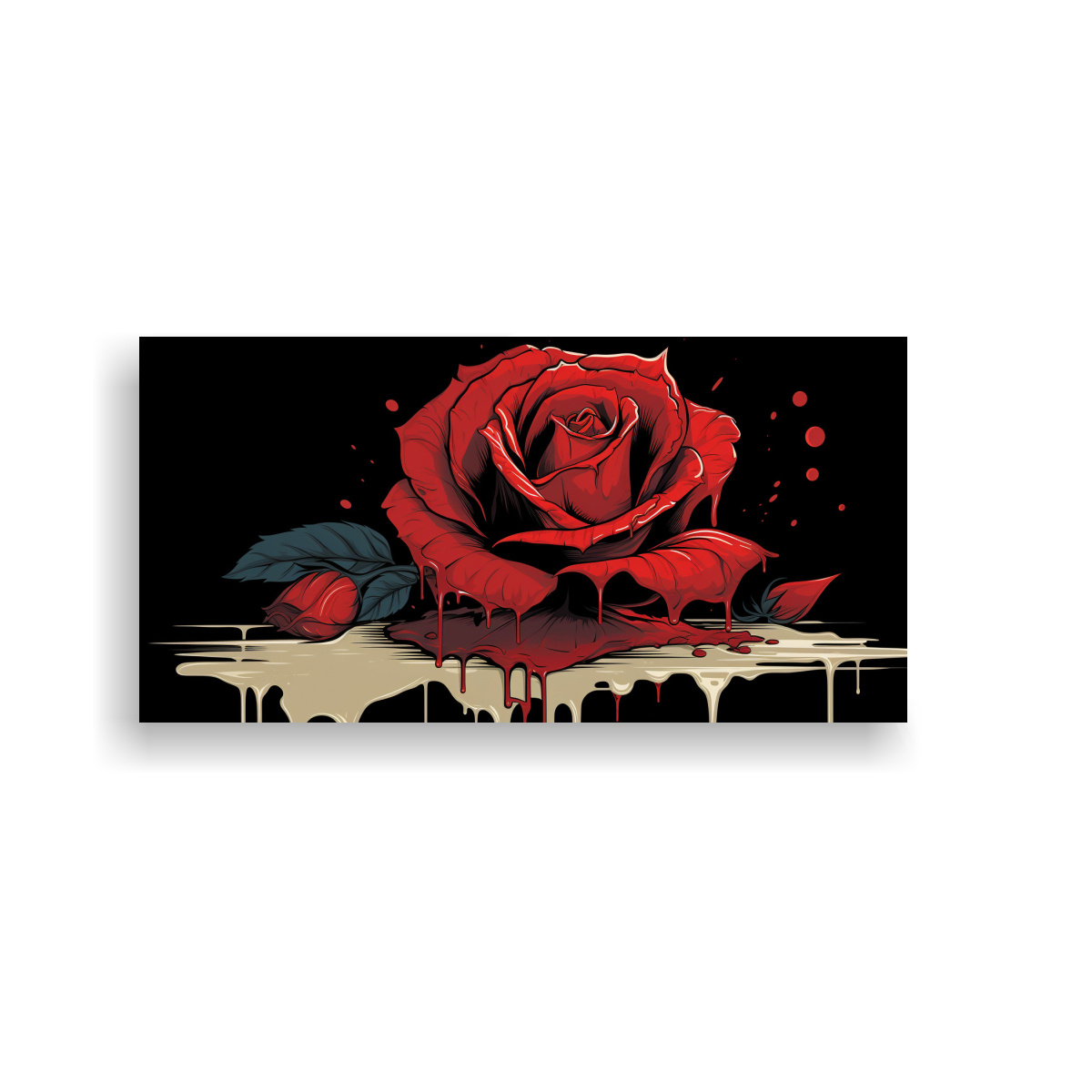 pintura-decorativa-en-lienzo-de-tonos-intensos-a-rosa-sangre-y-muerte-en-bastidor-de-tela