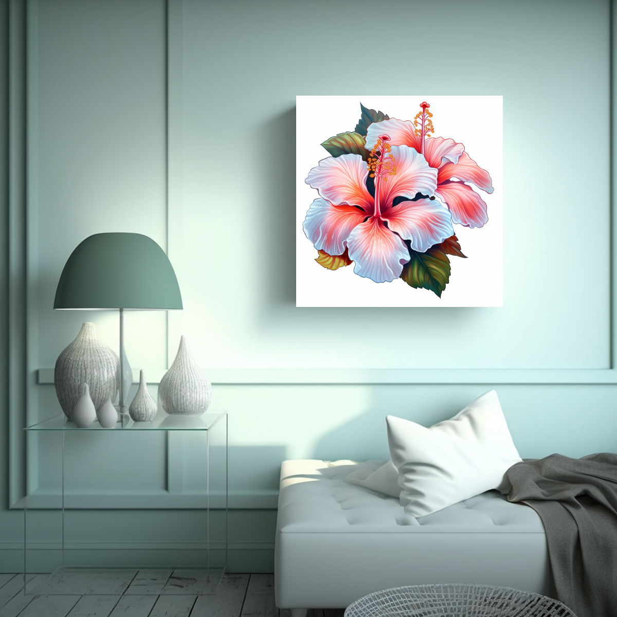 pintura-decorativa-hibiscus-alegre-estilo-charles-adams-alta-calidad-1