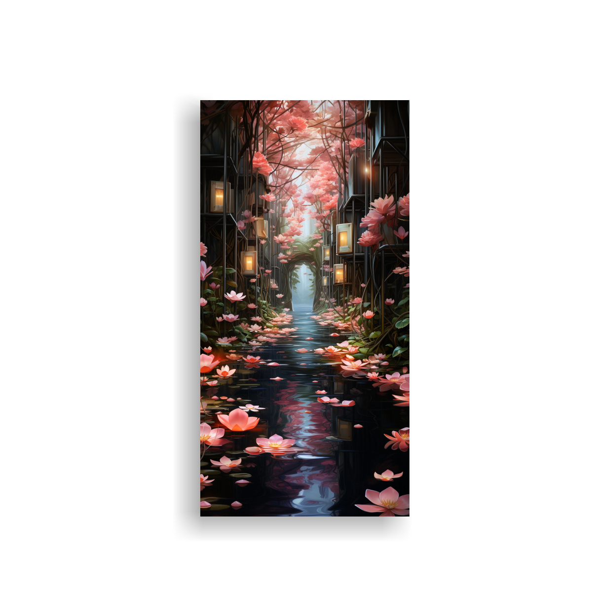 pintura-decorativa-moderna-de-est-tica-canva-escena-et-rea-de-sobres-rosados-flotando-en-el-aire