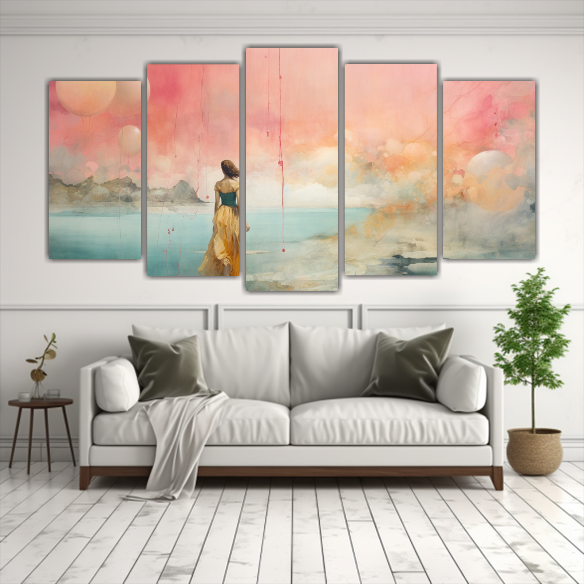 pintura-decorativa-set-5-lienzos-escenario-en-acuarela-rosa-turquesa-y-dorado-1-1