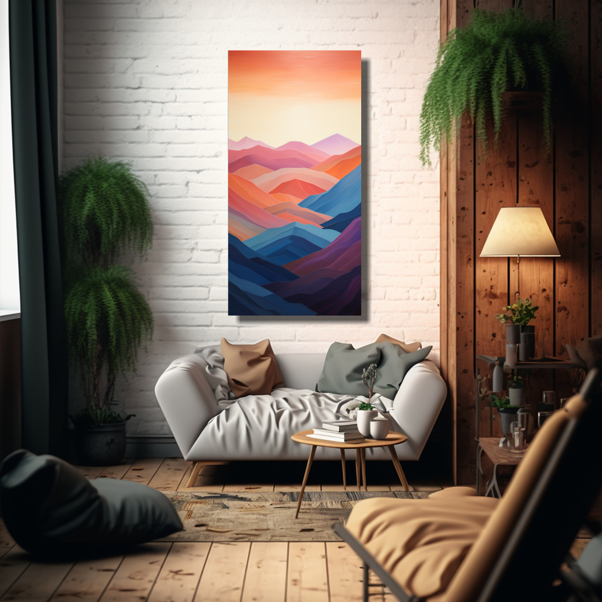 pintura-decorativa-vertical-con-monta-as-abstractas-al-atardecer-1