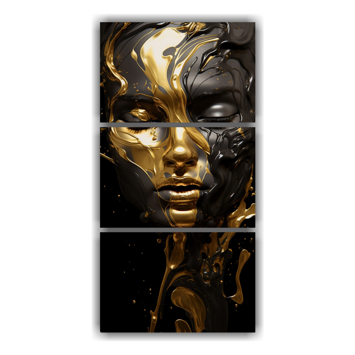 pintura-digital-estilo-acuarela-oficina-bastidor-con-tres-telas-en-dorado-claro-y-negro-
