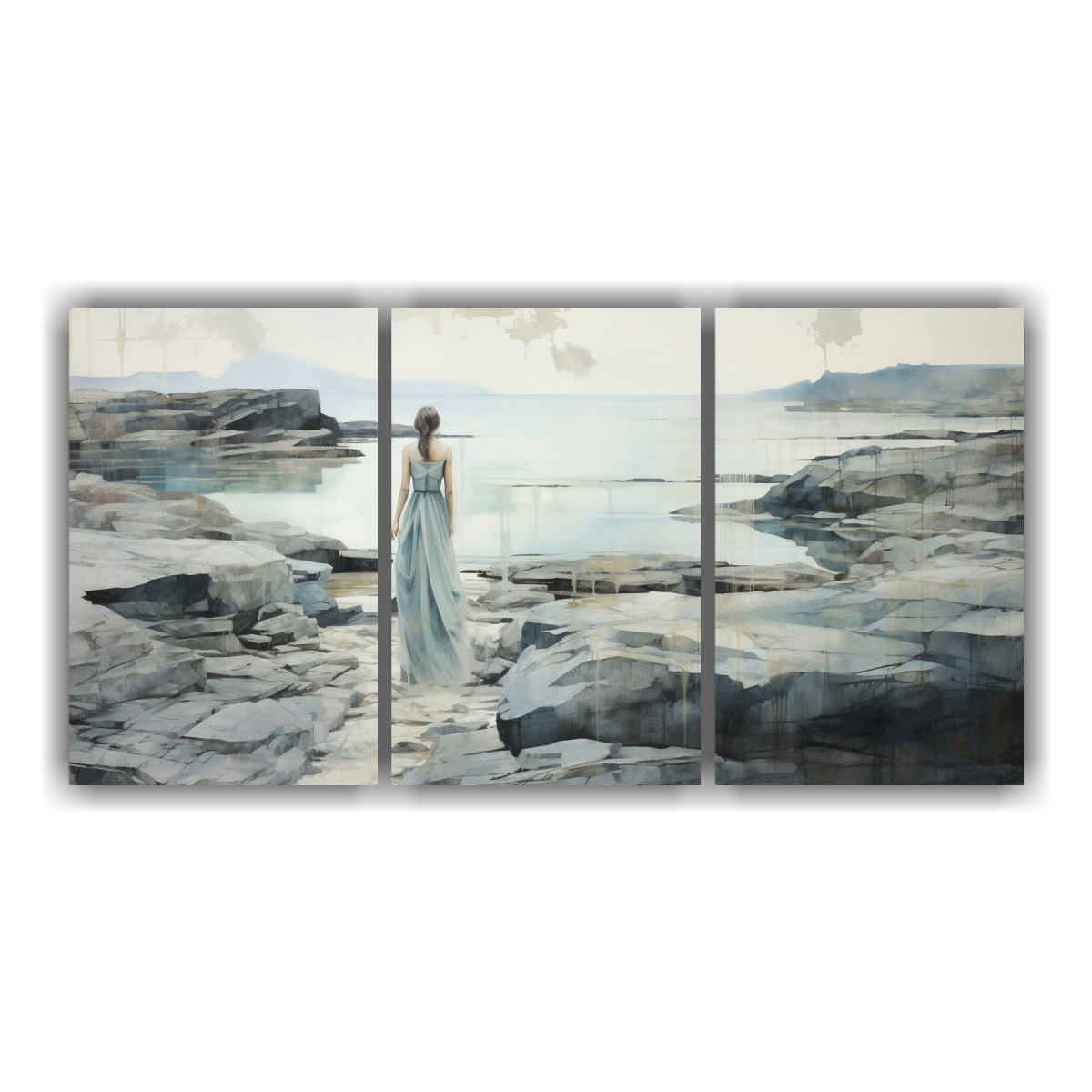 pintura-dos-cuadros-con-tema-de-colores-vibrantes-en-acuarela-blanco-turquesa-y-plateado-