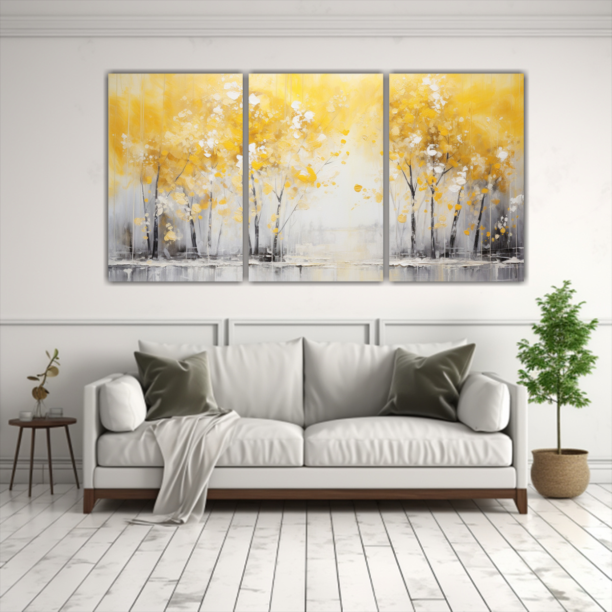 pintura-en-amarillo-y-plata-en-estilo-expresionista-de-tres-telas-en-bastidor-1