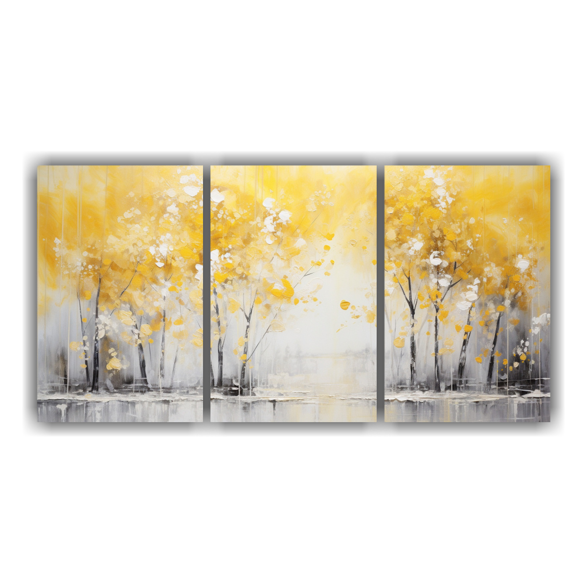 pintura-en-amarillo-y-plata-en-estilo-expresionista-de-tres-telas-en-bastidor