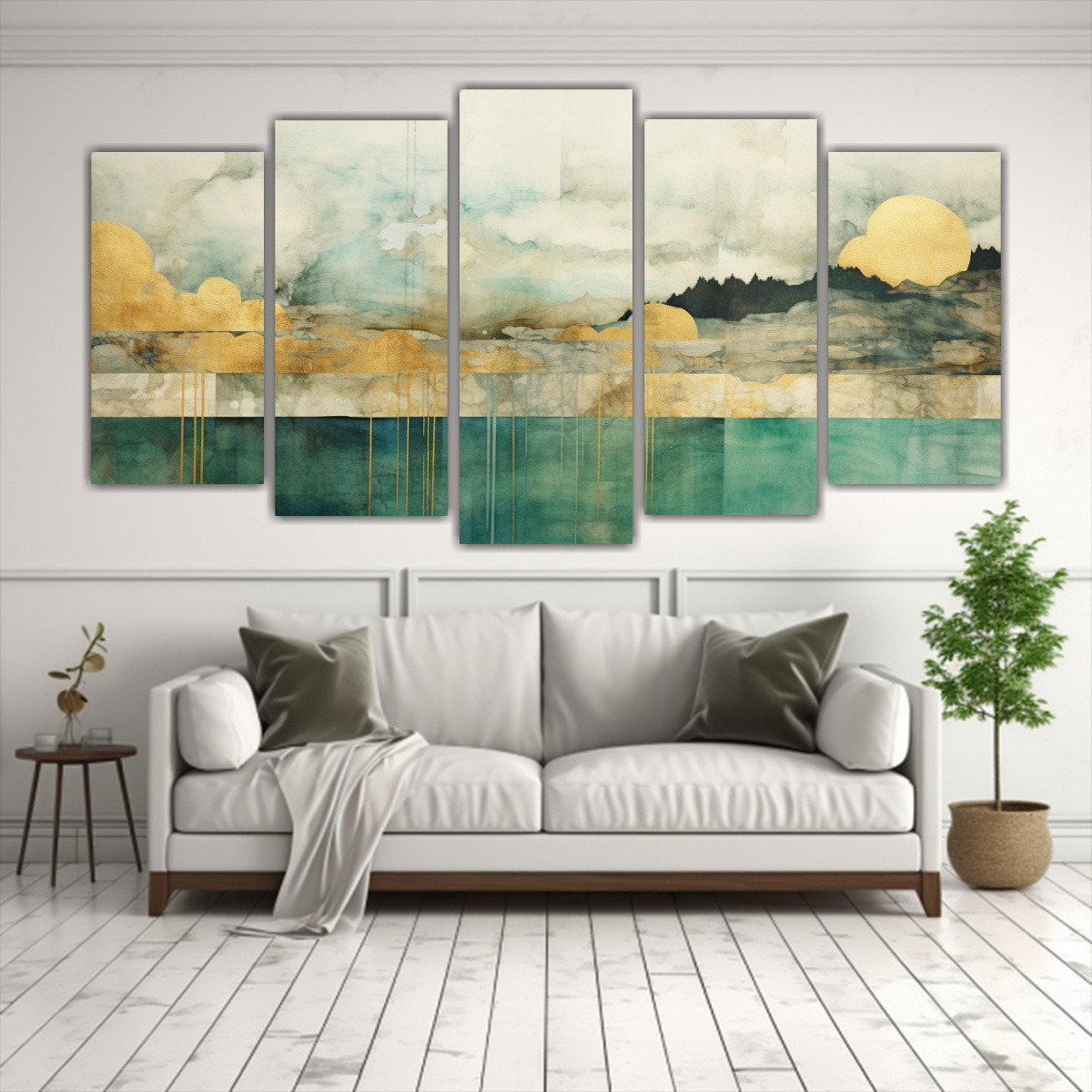 pintura-en-bastidor-alta-calidad-con-dos-telas-en-exposici-n-en-verde-teal-y-acuarela-dorada-para-decoraci-n-1