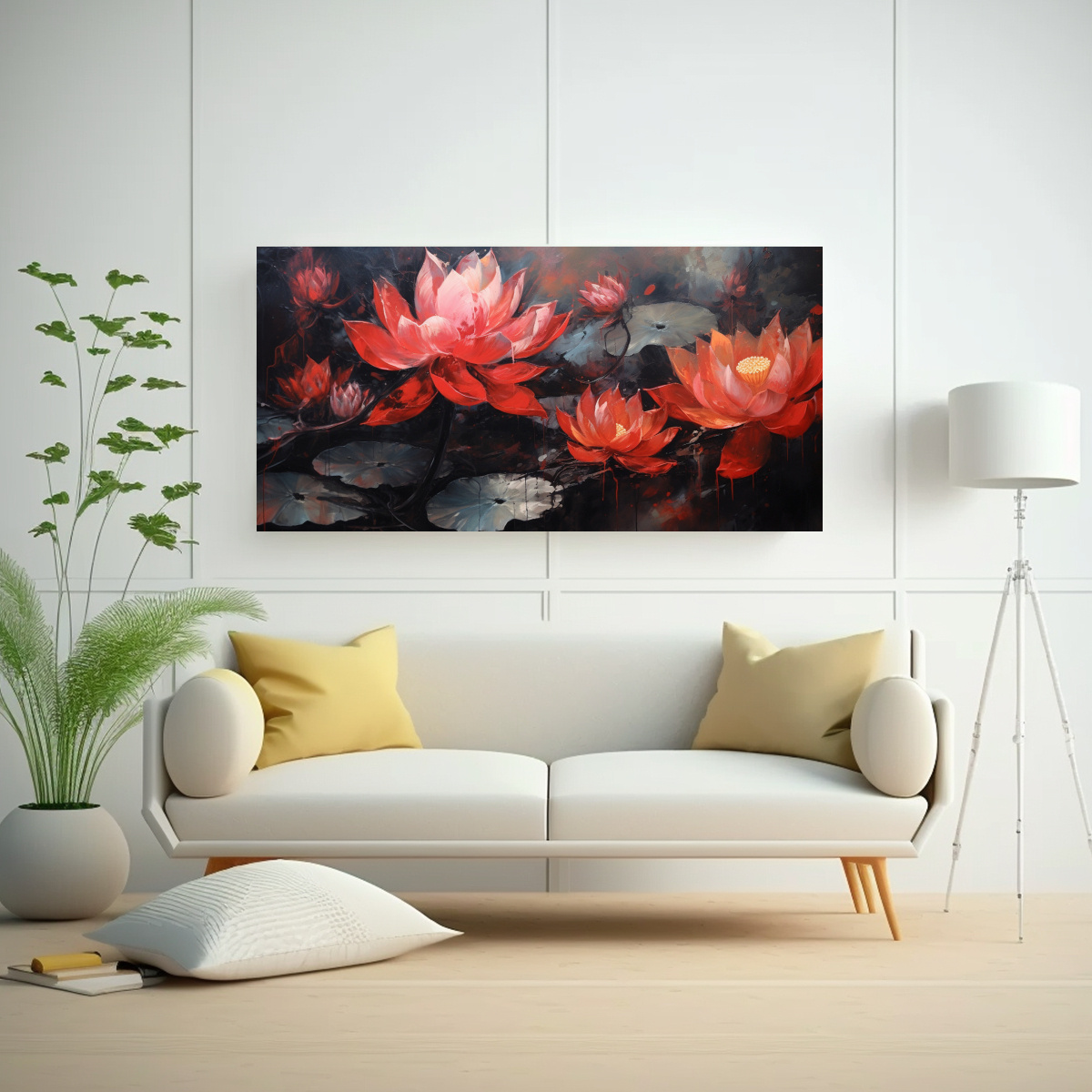 pintura-en-bastidor-de-loto-negro-estilo-decorativo-para-oficina-1