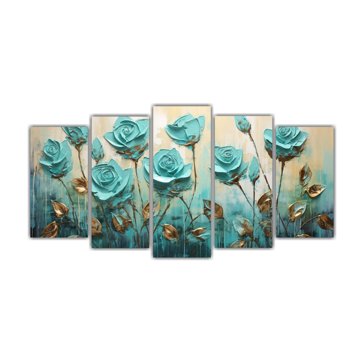 pintura-en-lienzo-de-5-composiciones-vanguardia-impresionante-de-rosas-turquesa