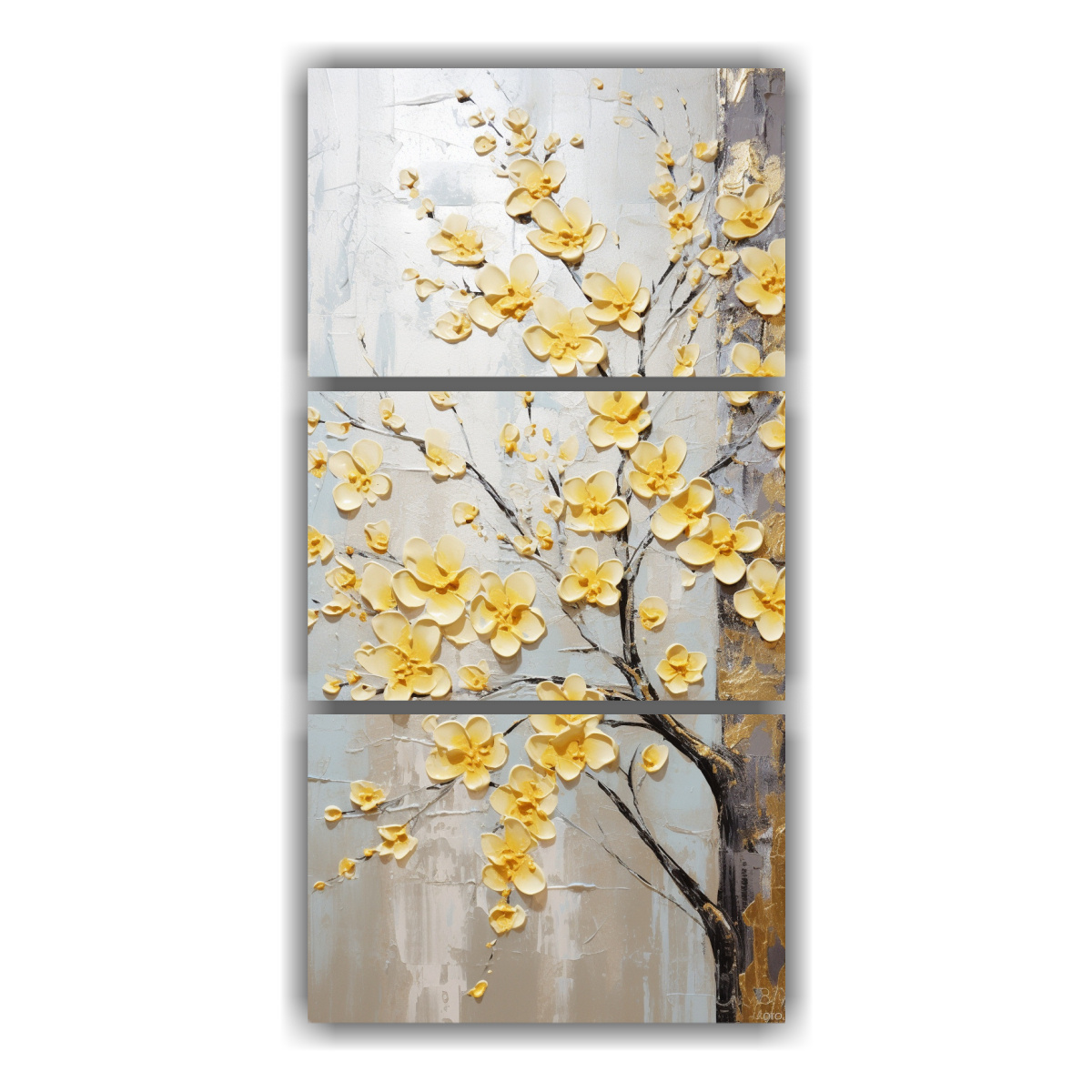 pintura-en-lienzo-de-cerezo-amarillo-con-tres-cuadros-colores