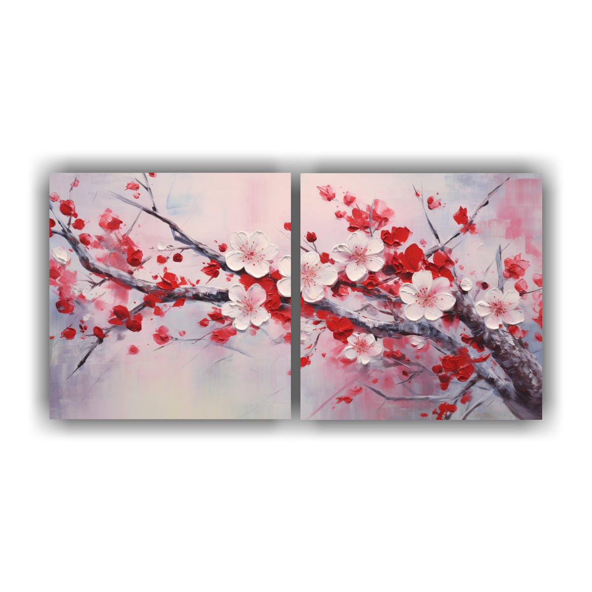 pintura-en-lienzo-de-flores-de-cerezo-rojas-destaca-en-la-decoraci-n-de-dos-cuadros