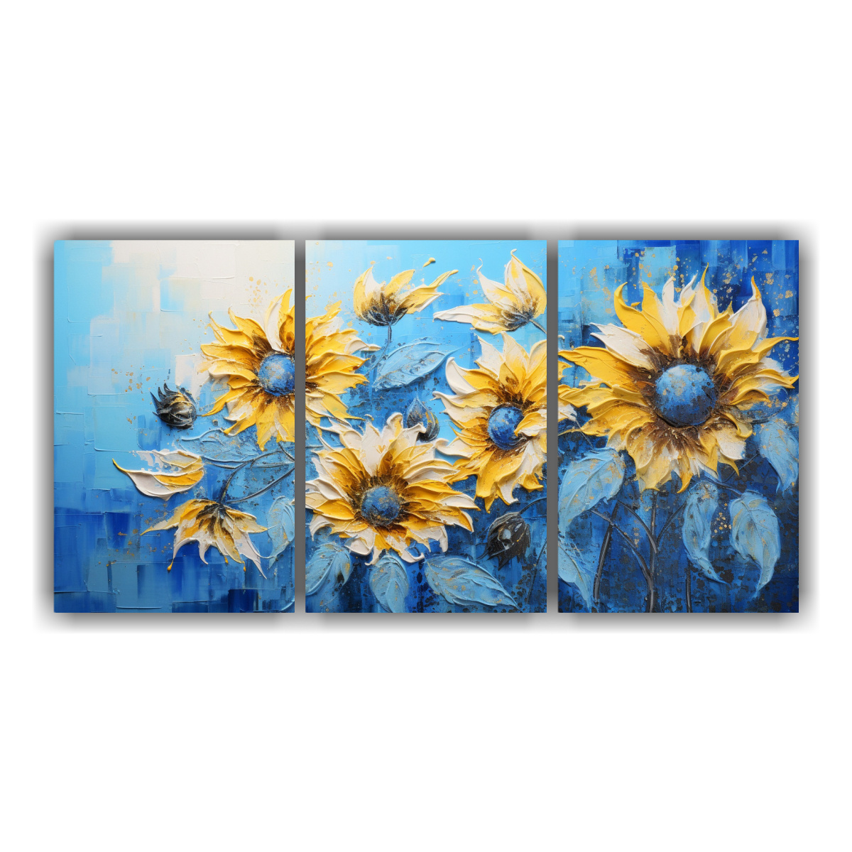 pintura-en-lienzo-de-girasoles-azules-en-estilo-de-impacto-visual