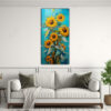 pintura-en-lienzo-de-girasoles-turquesa-en-arte-mural-vertical-1