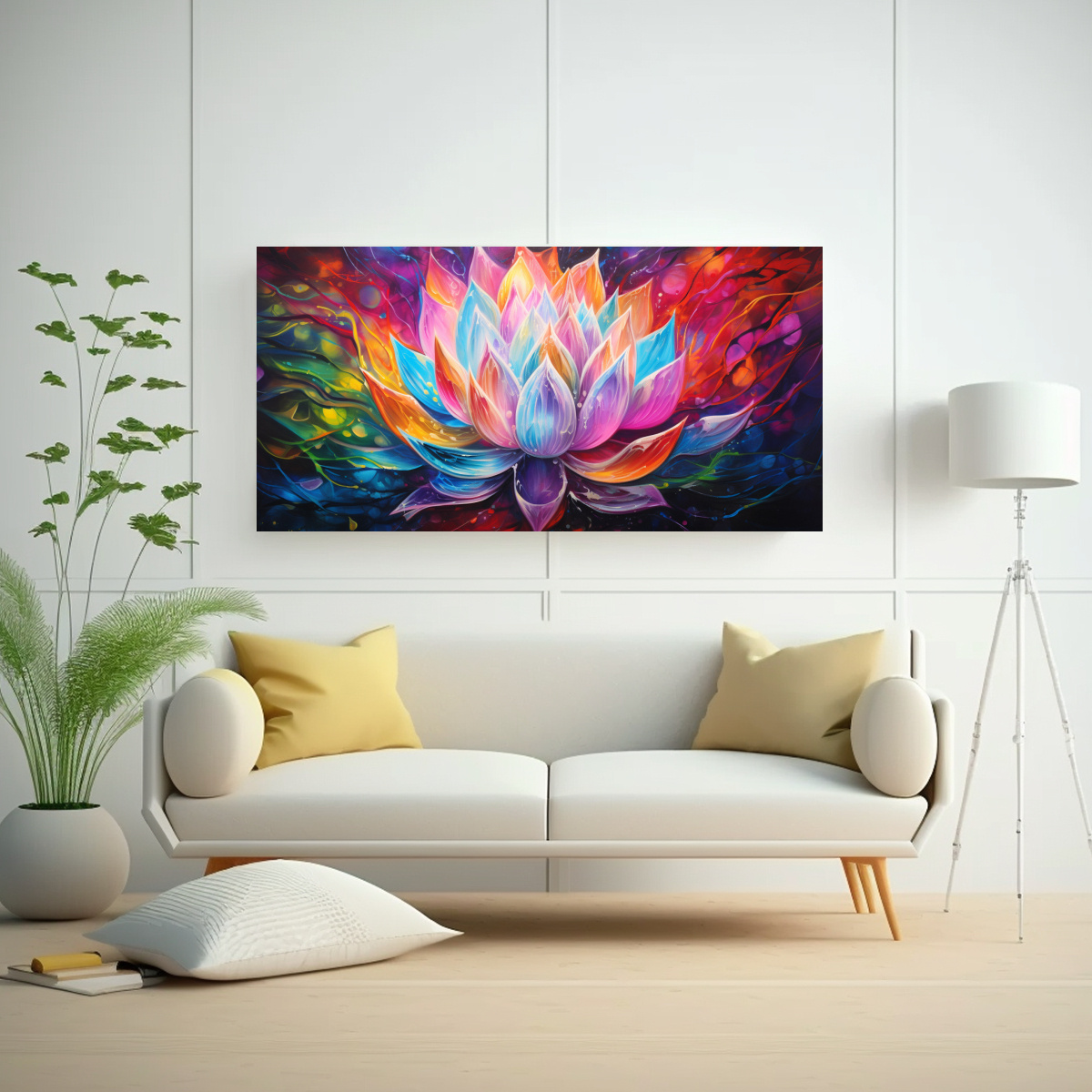 pintura-en-lienzo-de-loto-en-relieve-con-colores-del-arco-ris-en-la-decoraci-n-1