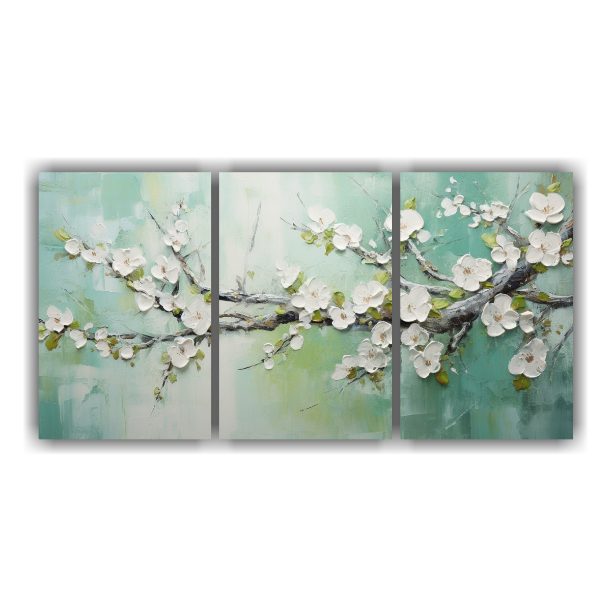 pintura-en-lienzo-de-rboles-de-cerezo-verdes-en-el-comedor-set-3-canvas-creativa-comedor